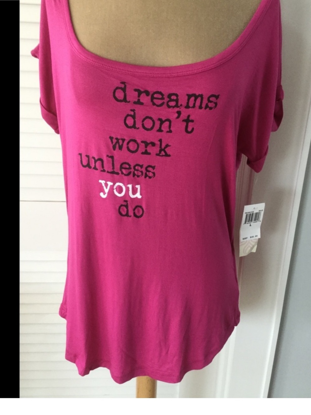 NWT Pink Lotus Fuchsia Inspirational Work-Out Top Size L